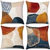 Hnmdmyi Copricuscino Boho 50x50 Set di 4, metà secolo astratto estetico blu navy arancione bruciato Copricuscino geometrico minimalista arte moderna coperta cuscino di lino per divano Home Decor