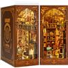 RONSTONE DIY Biblioteca Book Nook Kit, Casa Delle Bambole in miniatura con Libreria Estraibile, Booknook Inserto per libreria Vicolo dei decori,Kit Casa in Miniatura con Luce a Led per Adulti oltre i 14 Anni