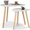 Relaxdays Set 2 Tavolini Sovrapponibili da Salotto, HLP: 48 x 60 x 60 cm, Design Nordico, Sgabello per Fiori, Bianco