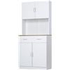 HOMCOM Mobile Cucina Alto 180cm con Armadietti a 2 Ante e Cassetto Credenza in Legno Bianco per Spazi Piccoli e Stile Moderno|Aosom