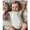 MineeQu 50CM Lifelike Dimensione reale Capelli radicati dolce sorriso Bambole Reborn Corpo pieno in vinile siliconico realistiche Dolls ragazze appena nate Corpo coccoloso Lavabile, Bianco, 19 pollici