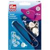 Prym Bottone Automatico Senza Jersey, Effetto Cucitura VA 12 mm, Ottone Poliammide Acciaio Inox, Bianco, Bianco