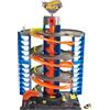 Hot Wheels- City Mega Garage Twist, Playset con Ascensore a Spirale e Oltre 6 Posti Auto, Include 1 Macchinina in Scala 1:64, Imballaggio Sostenibile, Giocattolo per Bambini 4+ Anni, HFH03