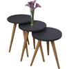 LBSIGN Set 3 Tavolini Decorativi Da Salotto Gambe Legno Aphrodite Antracite