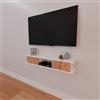 LBSIGN Mobile TV Sospeso 120x20x18 cm 2 Ante E Vano A Giorno Delta Bianco E Rovere