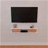 LBSIGN Mobile TV Sospeso 120x20x18 cm 2 Ante E Vano A Giorno Omega Bianco E Rovere