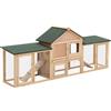 PawHut Gabbia per Conigli, Conigliera Recintata con Rampe, Tetto Impermeabile e Vassoio Estraibile 210 x 45.5 x 84.5 cm|Aosom