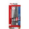 PenTools by Pentel 4 pennarelli indelebili N60, punta a scalpello resistente (tratto da 1,5 a 7,0 mm) per marcatura permanente, colori assortiti