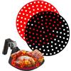 NK 2 Pezzi Tappetino Friggitrice ad Aria Riutilizzabili (Carta Forno Silicone) - AirFryer Liner, Antiaderente, Accessori per Friggitrice senza Olio, 1 Unità Rossa + 1 Nera (Rotondo, 22.5cm)