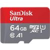 SanDisk Ultra 64 GB microSDXC Memory Card + SD Adapter with A1 App Performance Up to 120 MB/s, Class 10, U1, Red/Grey