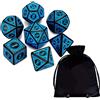 Cartemagic Set di dadi classico per RPG wind rose nero e blu