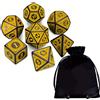 Cartemagic Set di dadi classico per RPG wind rose nero e giallo