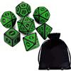 Cartemagic Set di dadi classico per RPG wind rose nero e verde