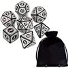 Cartemagic Set di dadi classico per RPG wind rose nero e bianco