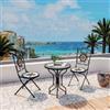 DEGHI Set bistrot con tavolo rotondo 60 cm e due sedie pieghevoli con decorazione mosaico - Otranto