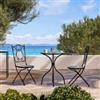 DEGHI Set bistrot 2 sedie e tavolo rotondo 60 cm top decoro terrazzo veneziano grigio - Otranto