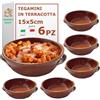 Generico HERMES SHOP - Set 6 Terrine in Terracotta per Zuppe e Piatti Tradizionali - Diametro 15cm - Altezza 5cm - Made in Italy - Tegamini adatti al Forno per Gnocchi, Fusilli, Parmigiana e Zuppe.