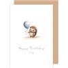 Edition Seidel Biglietto di auguri con busta di alta qualità in carta kraft. Happy Birthday to you bambini ragazza e ragazzo figlio bambino animale riccio palloncino (G3541 SW024)