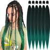 Xusuperb Extension per capelli lunghi pre-allungati Ombre Green 30 pollici Easy Braids Extension Black Green da intrecciare, 6 confezioni di trecce Soft Knotless Yaki Texture T1B/Verde