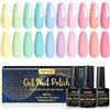 INPING Smalto Semipermanente per Unghie Pastello, 10 Colori Macaron Rosa Viola Rosso Chiaro Pastello, Semipermanente Unghie Kit Soak Off UV/LED per Femminile DIY Nail Art
