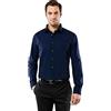 Vincenzo Boretti Camicia Uomo Eleganti, Taglio Normale/Regular-Fit, in Tinta Unita con Inserti in Contrasto - Non Stiro/Non-Iron Blu Scuro 39-40