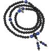 COAI Collana Mala 108 Grani, Bracciale Mala Multistrato 108 Perle in Pietre Naturali, Rosario Tibetano Vajra con Perline di Onice Opaco e Lapislazzuli, Rosario Collana Uomo Donna