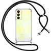Pnakqil Cover per Samsung Galaxy A25 con Cordino, Trasparente Custodia con Laccio Tracolla Cellulare Girocollo Collana Protettiva per Samsung A25 6.5, Nero