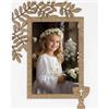 Generico Cornice Portafoto Comunione Bambini per foto 10x15 - Design Elegante in Legno con Dettagli Foglia d'Olivo e calice prima comunione - Perfetta per Ricordi Sacri e Decorazione Domestica