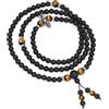 COAI Collana Mala 108 Grani, Bracciale Mala Multistrato 108 Perle in Pietre Naturali, Rosario Tibetano Vajra con Perline di Onice Opaco e Occhio di Tigre, Rosario Collana Uomo Donna