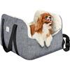 Pawaboo Seggiolino Auto per Cani Piccoli, Sedile Auto con Fibbia Fissa e Guinzaglio di Sicurezza per Cuccioli, Seggiolino Auto con Letto Addensato, Letto da Viaggio per Cane Fino a 25Lb, Grigio
