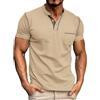 Donason Maglietta Uomo Girocollo Henley Shirt a Maniche Corte Casual Estiva T-Shirt Manica Corta con Bottoni e Tasca Basic Regular Fit Tshirt