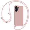 AOMYKE Cover per Xiaomi Redmi 13C / POCO C65 / Redmi 13 C con Cordino, Custodia con Laccio Collana Tracolla Collo Liquido Silicone Antiurto TPU Antiurto AntiGraffio Case - Rosa