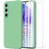 MOONESS Cover per Samsung Galaxy A55 5G (6.6) Custodia,Con 2 Pellicola Vetro Temperato Morbida Sottile Liquid TPU Case per Samsung Galaxy A55 5G - Verde