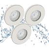 Trango 6729IP65-032MO - Set di 3 faretti LED da incasso IP65, in acciaio inox spazzolato, 3 x 5 Watt, 3000 K, modulo LED ultra piatto, per bagno, doccia, faretti da incasso, faretti da soffitto,
