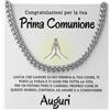 Bramart Regalo Prima Comunione Uomo Collana Cubana in Acciaio Inox Lucidato di Altissima qualità Idea Regalo per lui Cresima - Cofanetto con DEDICA incluso (Prima Comunione)
