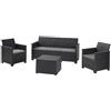 Keter Emma Lounge Set 3 Seater with Storage Table, Mobili da giardino, Grafite