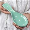 City to Cottage® Poggiamestolo per Cucchiaio con Fantasia a Pois Verde Acqua e Bianco | Realizzato e Dipinto a Mano in Ceramica | Portautensili