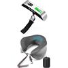 Blendura Cuscino da Viaggio, Cuscino Cervicale per Aeroplano Memory Foam, Cuscino Aereo Viaggio & Bilancia Valigia Da Viaggio Digitale Pesa Misura Della Tempera Unisex, Grigio (Grey)