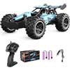 Pmgud Trucks Macchina Telecomandata Auto 1:18 Rc Cars, 2,4 GHz All Terrain Offroad Auto Radiocomandata 2WD 20 km/h Impermeabile con 2 Batterie Regalo Per Bambini Di 6-14 Anni(Blu)