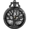 Tiong Orologio da tasca con albero della vita, numeri romani, orologio da tasca al quarzo con collana con ciondolo per uomo e donna, 48-nero, Classico