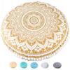 Mandala Life ART Fodera per Cuscino da Pavimento Rotondo Bohémien - 75 cm - 100% Cotone - Custodia Pouf per Pouf per Soggiorno, Camera da Letto, Patio e Altro