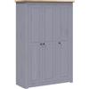 vidaXL Legno Massello di Pino Panama Range Armadio a 3 Ante Ampio Compatto con Ripiani Appendiabiti Guardaroba 118x50x171,5 cm Grigio
