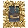 Kare Design Leaves Gold, cornice decorativa foto, 10x15cm, oro, corona di foglie, stile lussuoso/Boho/casa campagna, per commò/scaffale/parete