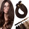 SEGO Extension Capelli Veri Cheratina 200 Ciocche 40cm 100% Remy Human Hair Indiani Naturali Invisibili 100g Keratin Hair Extensions senza Clip 4# Marrone Cioccolato