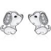 Bellitia Jewelry Cane Orecchini a Bottone Donna Argento 925 con Zirconia Cubica, Piercing Orecchini a Lobo Regali Gioielli Donna