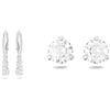 Swarovski Orecchini Attract Trilogy, Bianco, Placcato rodio & Orecchini a lobo Solitaire, Taglio tondo, Bianchi, Placcato rodio