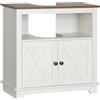 kleankin Mobile Bagno Sotto Lavabo con Armadietto a 2 Ante e Ripiano Aperto, Mobile da Bagno in Truciolato, per Lavabi con o Senza Colonna, 60x30x60 cm, Bianco e color Noce