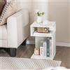 COSTWAY Tavolino Laterale da Salotto a Forma di S per Piccoli Spazi, Tavolino per Divano con 2 Scomparti Aperti, Comodino Moderno per Soggiorno, Camera da Letto e Studio, Bianco