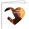 AFIE 22218 - Biglietto quadrato con scritta Happy ANNIVERSARIO con testa di cavallo su cuore arancione ramato lucido, con busta bianca, 15 x 15 cm, motivo: edizione stampata, fabbricazione francese,