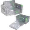 BEJOY - Divano letto pieghevole 2 in 1, poltrona per bambini, in flanella, per la cameretta, regalo di compleanno o per la giornata dei bambini, per bambine e bambini, grigio con stelle